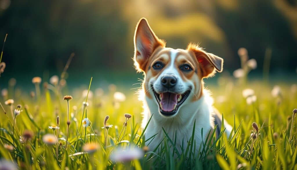 Hund frisst Gras