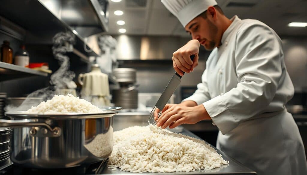 Professionelle Reiszubereitung in Restaurantküchen