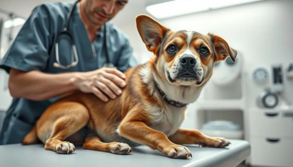 Tierärztliche Untersuchung bei zitterndem Hund