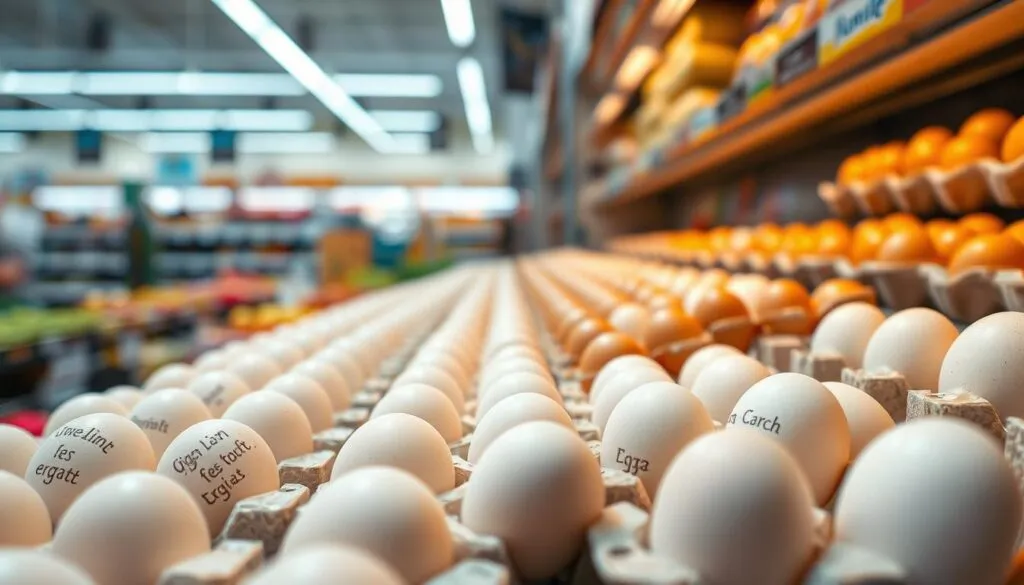 Frische Eier im Supermarkt kaufen