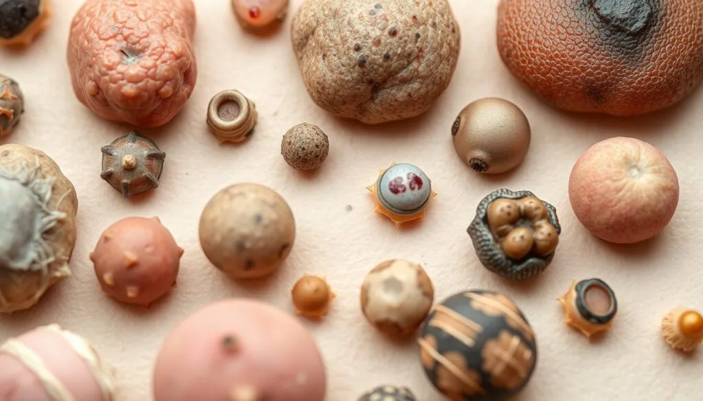 Verschiedene Leberfleckenarten