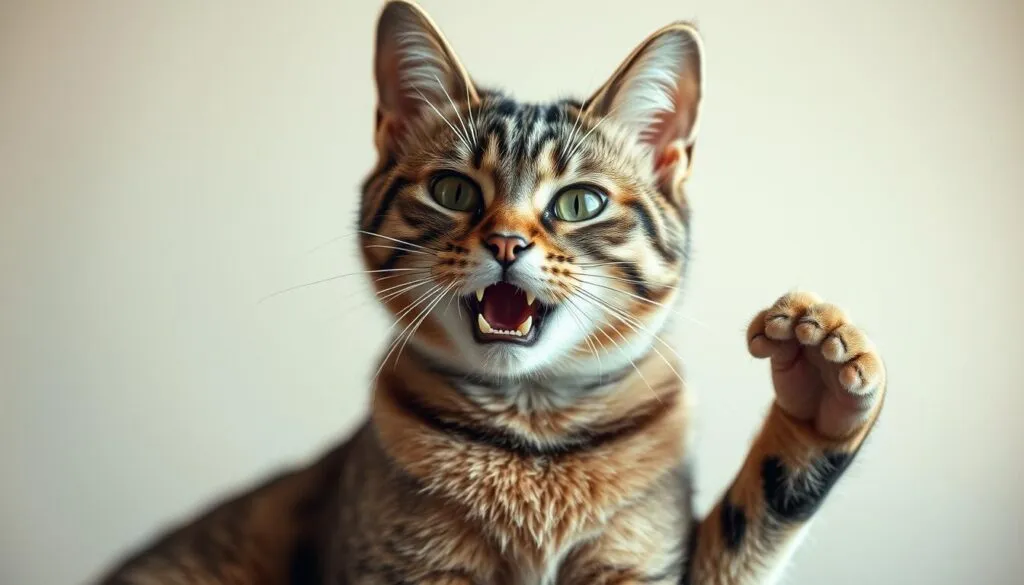 Katze kommuniziert Emotionen durch Miauen