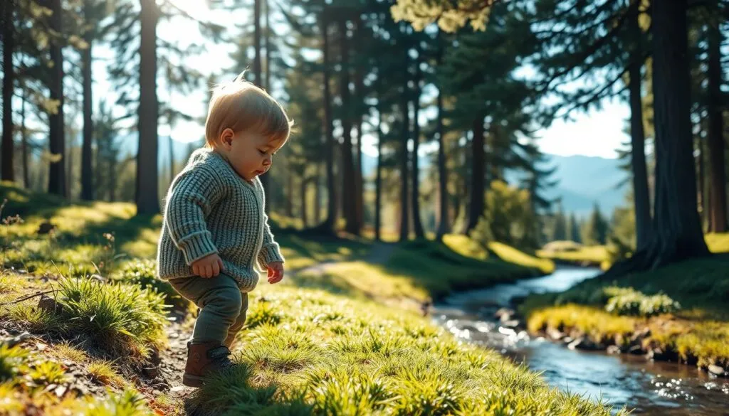 Baby auf Wanderung in der Natur