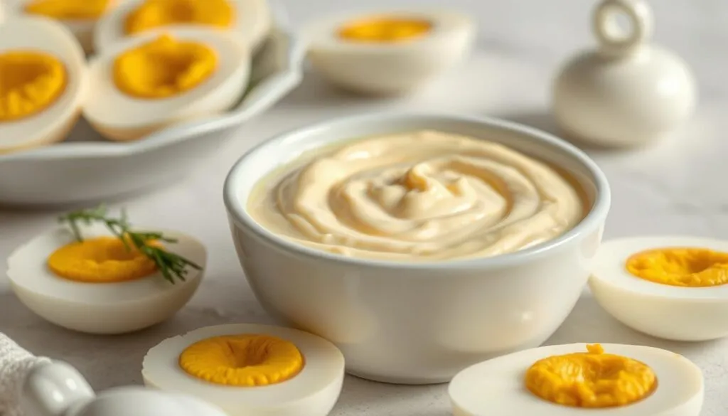 Mayonnaise mit gekochtem Ei