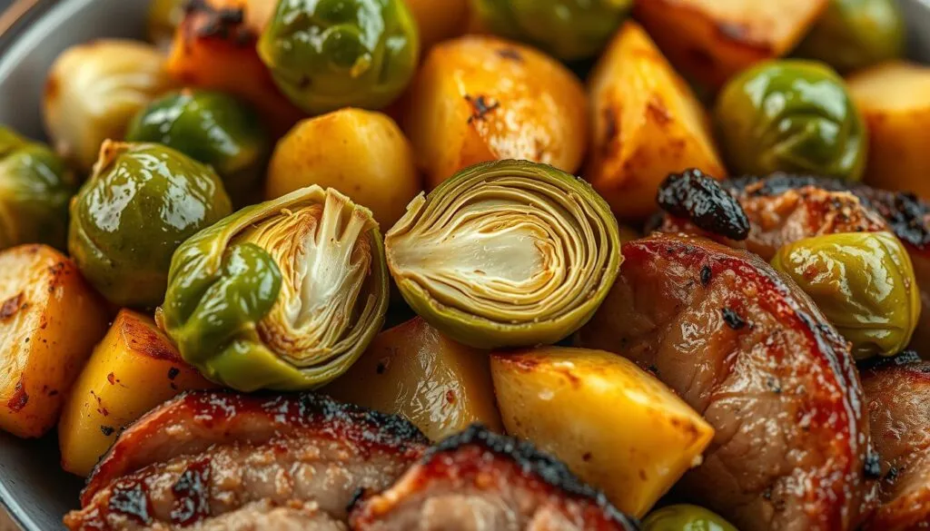 Rosenkohl mit Kartoffeln und Fleisch