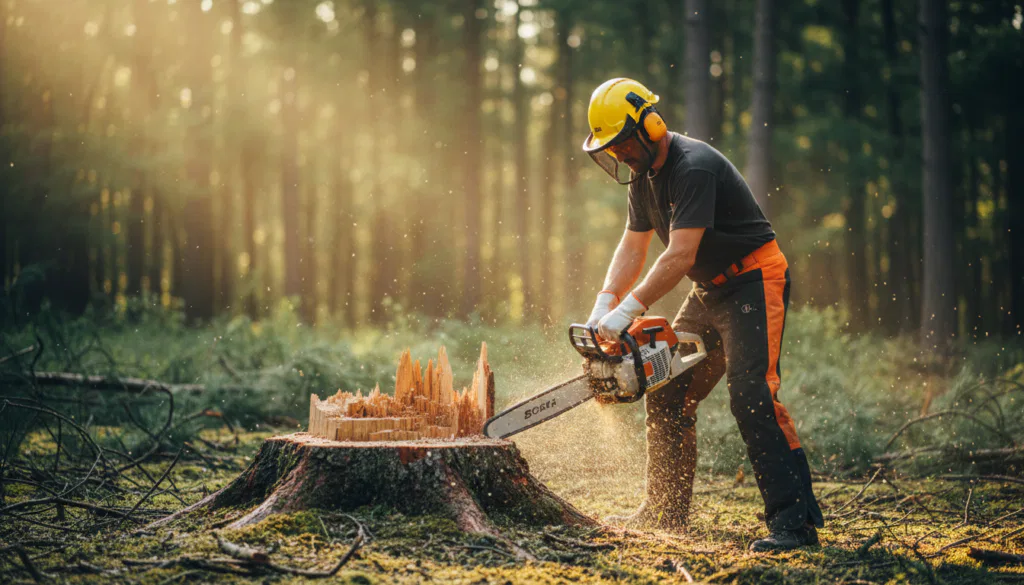 Praktischer Einsatz der Kettensäge